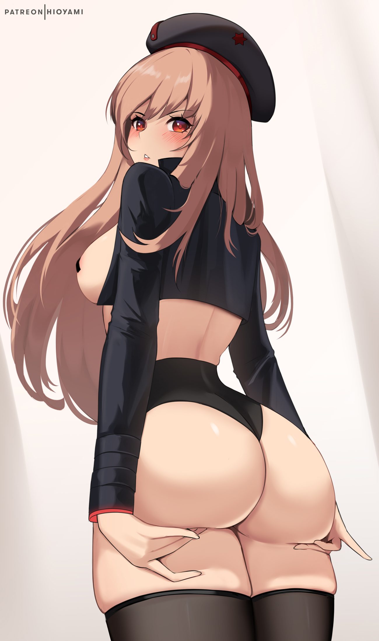 hioyami goddess of victory: nikke rapi (nikke) areola ass ass grab breasts no bra pantsu pasties thighhighs