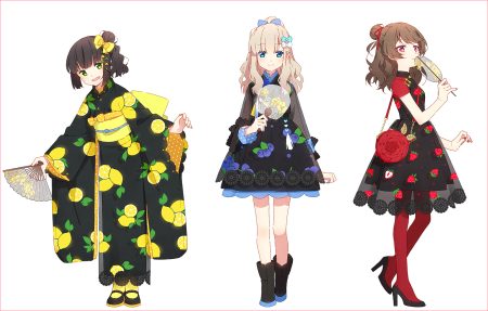 aqua eyes black hair blonde hair boots brown hair chinese clothes fan green eyes hakusai (tiahszld) japanese clothes kimono lolita fashion original pantyhose ponytail red eyes see through short hair socks white