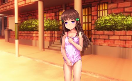 brown hair loli moonknives original purple eyes underwear