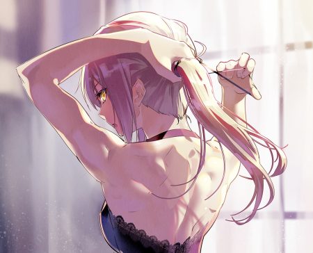 artoria pendragon (all) close fate/grand order fate (series) gray hair long hair ponytail saber saber alter tsurukame yellow eyes