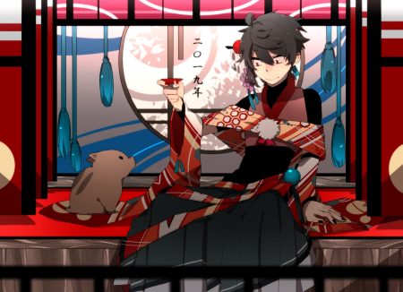 all male animal black hair male original red eyes short hair tagme (artist)