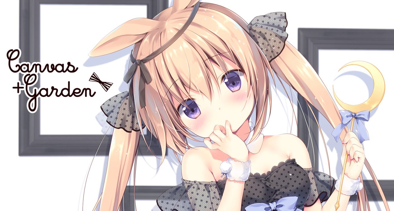 animal ears blonde hair blush bunny ears close miyasaka miyu original purple eyes ribbons twintails wand wristwear