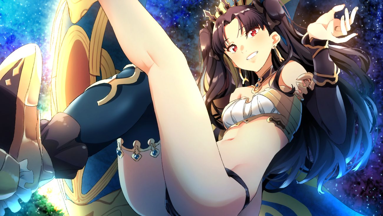 brown hair fate/grand order fate (series) ishtar (fate/grand order) long hair navel red eyes redlammy thighhighs