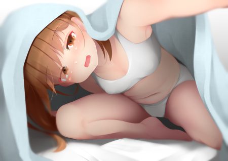 anthropomorphism barefoot bra brown eyes brown hair erect nipples fumizuki (kancolle) kantai collection long hair ne an ito panties underwear