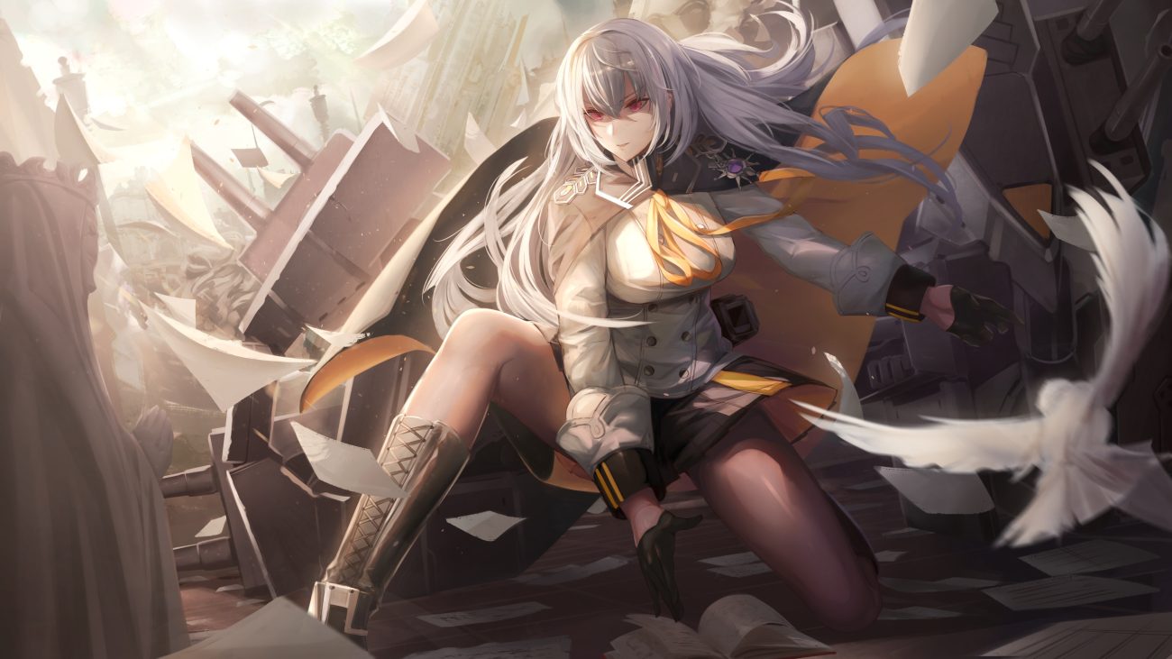 animal anthropomorphism bird book cape clausewitz gloves long hair military mrpeanut 88 pantyhose paper pink eyes skirt steelblue mirage weapon white hair