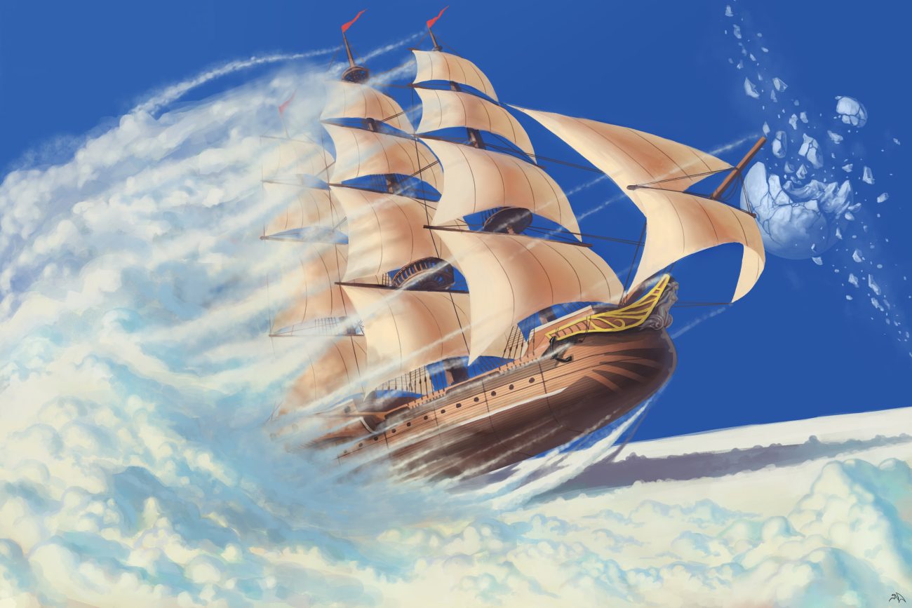airship boat clouds darkmuleth moon no humans original scenic sky