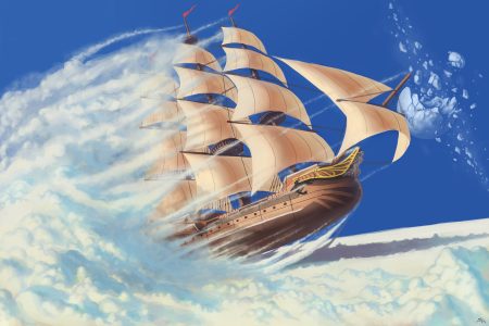 airship boat clouds darkmuleth moon no humans original scenic sky