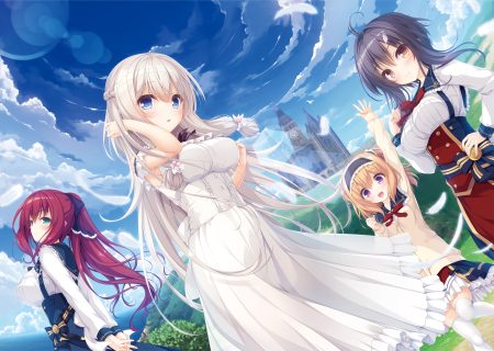 aino miori aqua eyes black hair blonde hair blue eyes blush braids breasts brown eyes building dress feathers gray hair group kimihara yua long hair mikagami mamizu mishiro alice pieces/wataridori no somnium ponytail purple eyes red hair school uniform short hair skirt takanashi tsumugi thighhighs whirlpool