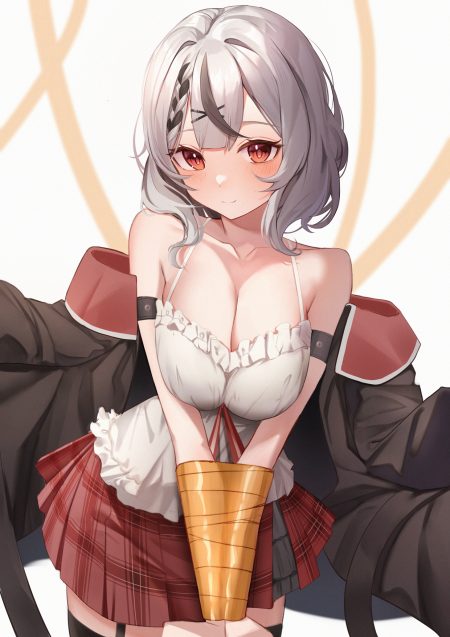 hanamaru tsubaki hololive sakamata chloe bondage no bra stockings thighhighs