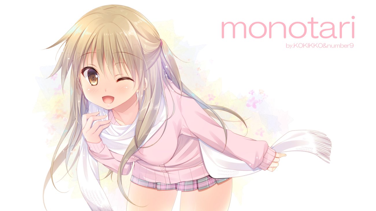 blush brown eyes brown hair long hair original scarf school uniform sesena yau skirt twintails white wink