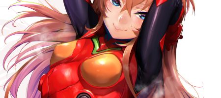 aqua eyes blush bodysuit breasts brown hair close iku (ikuchan kaoru) long hair neon genesis evangelion soryu asuka langley waifu2x