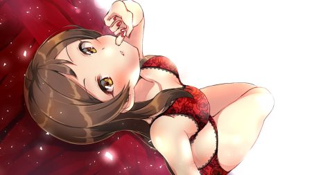 blush bra brown hair idolmaster idolmaster million live! kitazawa shiho panties shiitake taishi underwear yellow eyes