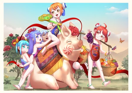 a-801 animal barefoot flowers food loli original signed twintails