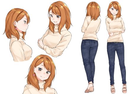 breast hold brown eyes brown hair original short hair white yuki arare