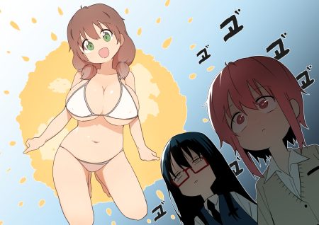 bikini black hair breasts brown hair bural chingu dark erect nipples glasses gradient green eyes ham na-bi ju hyeon-mi lee ji-eun long hair luke (dydansgur) navel pink eyes pink hair school uniform short hair swimsuit tie twintails yellow eyes