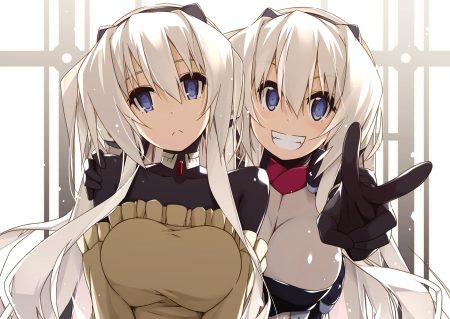 apron horizon ariadust kyoukai senjou no horizon long hair shikei white hair