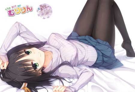 black hair breasts erect nipples green eyes hitachi mako muririn pantyhose senren banka skirt yuzusoft