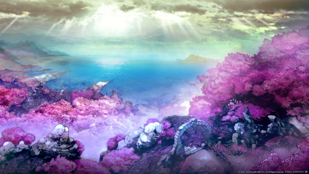 building final fantasy final fantasy xiv forest landscape scenic sky square enix tree water watermark