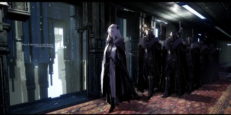 armor gray hair group headband long hair original pixiv fantasia spear swd3e2 sword watermark weapon