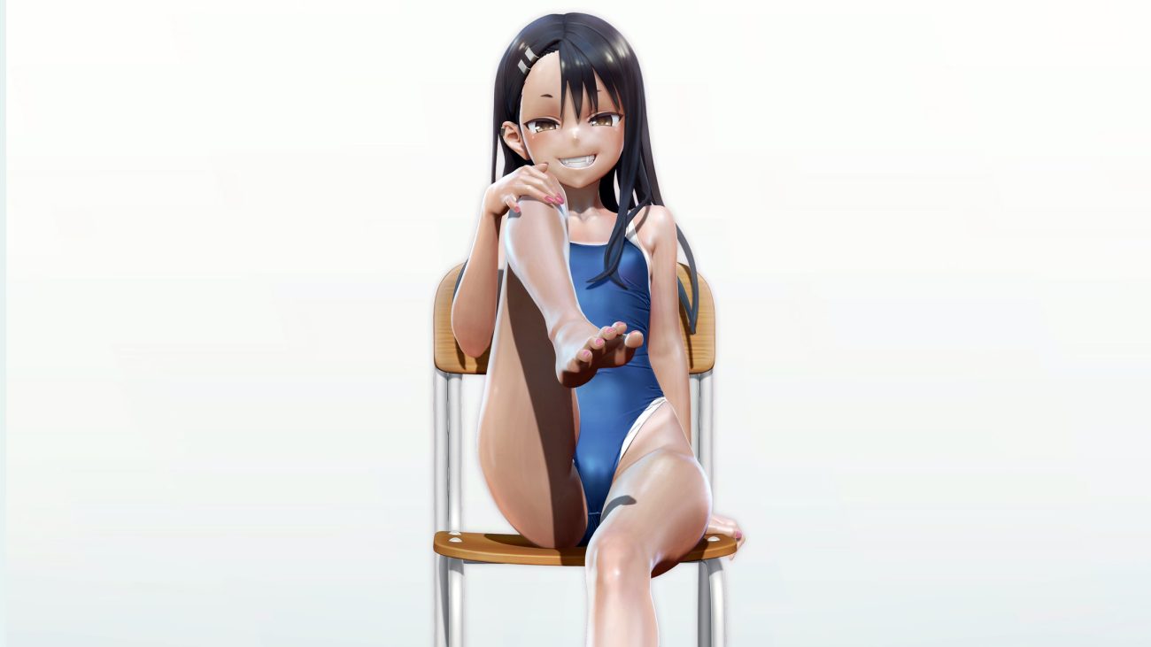 3d barefoot black hair cameltoe gradient ijiranaide nagatoro-san leslyzerosix loli nagatoro hayase school swimsuit swimsuit