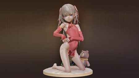 3d blonde hair blue eyes chinese clothes chinese dress dress gradient leslyzerosix loli original twintails