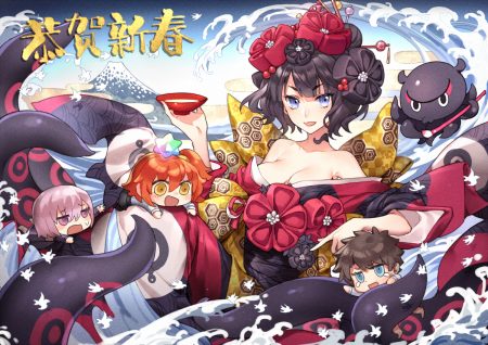 animal chibi fate/grand order fate (series) fujimaru ritsuka (female) fujimaru ritsuka (male) group kangetsu (fhalei) katsushika hokusai male mash kyrielight tokitarou (fate/grand order)