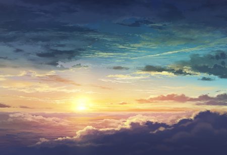 clouds no humans original scenic shi yu sky sunset waifu2x