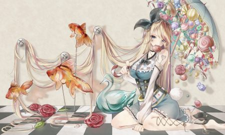animal blonde hair candy corset fish flowers headband lollipop long hair original rose tagme (artist) tattoo umbrella