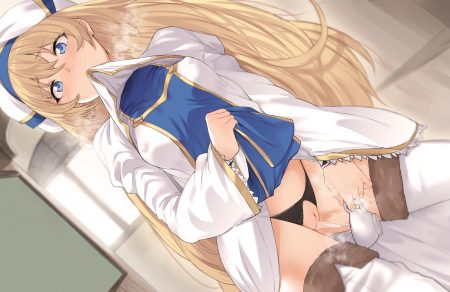 blonde hair blue eyes blush boots dress erect nipples goblin slayer! hat hewsack long hair panties priestess (goblin slayer!) pussy skirt lift thighhighs uncensored underwear urine