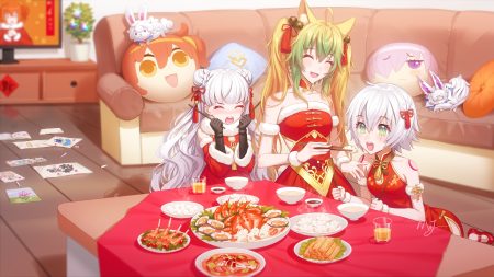 animal ears atalanta (fate) bell blush book braids catgirl chinese clothes chinese dress couch dress drink elbow gloves fate/grand order fate (series) food fou (fate/grand order) gloves green eyes jack the ripper loli long hair majiang nursery rhyme (fate/extra) paper scar short hair tattoo white hair wristwear