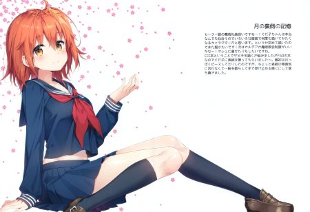 fate/grand order fate (series) fujimaru ritsuka (female) kneehighs masuishi kinoto orange hair scan school uniform short hair skirt white yellow eyes