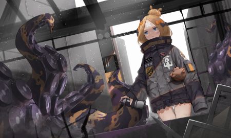 abigail williams (fate/grand order) blonde hair blue eyes bow dw fate/grand order fate (series) teddy bear