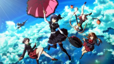 chuunibyou demo koi ga shitai! dekomori sanae eyepatch goth-loli group lolita fashion nibutani shinka school uniform tagme (artist) takanashi rikka thighhighs third-party edit tsuyuri kumin umbrella