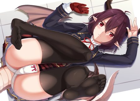 gatari grea (shingeki no bahamut) horns panties pointed ears shingeki no bahamut tail thighhighs underwear wings