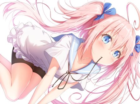 aqua eyes bike shorts blush dress long hair matokechi milim nava pink hair school uniform shorts tensei shitara slime datta ken twintails