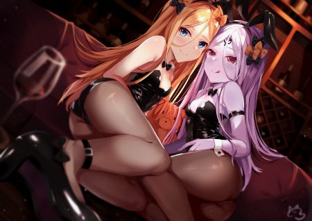 abigail williams (fate/grand order) animal ears blonde hair bow bunny ears bunnygirl drink fate/grand order fate (series) loli long hair nahaki pantyhose pink eyes teddy bear white hair