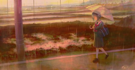 feel (nasitaki) kneehighs original rain scenic school uniform signed umbrella water