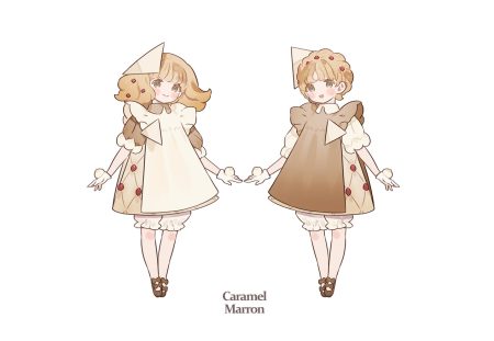 blonde hair bloomers brown eyes dress gloves gwayo loli lolita fashion original short hair twins white