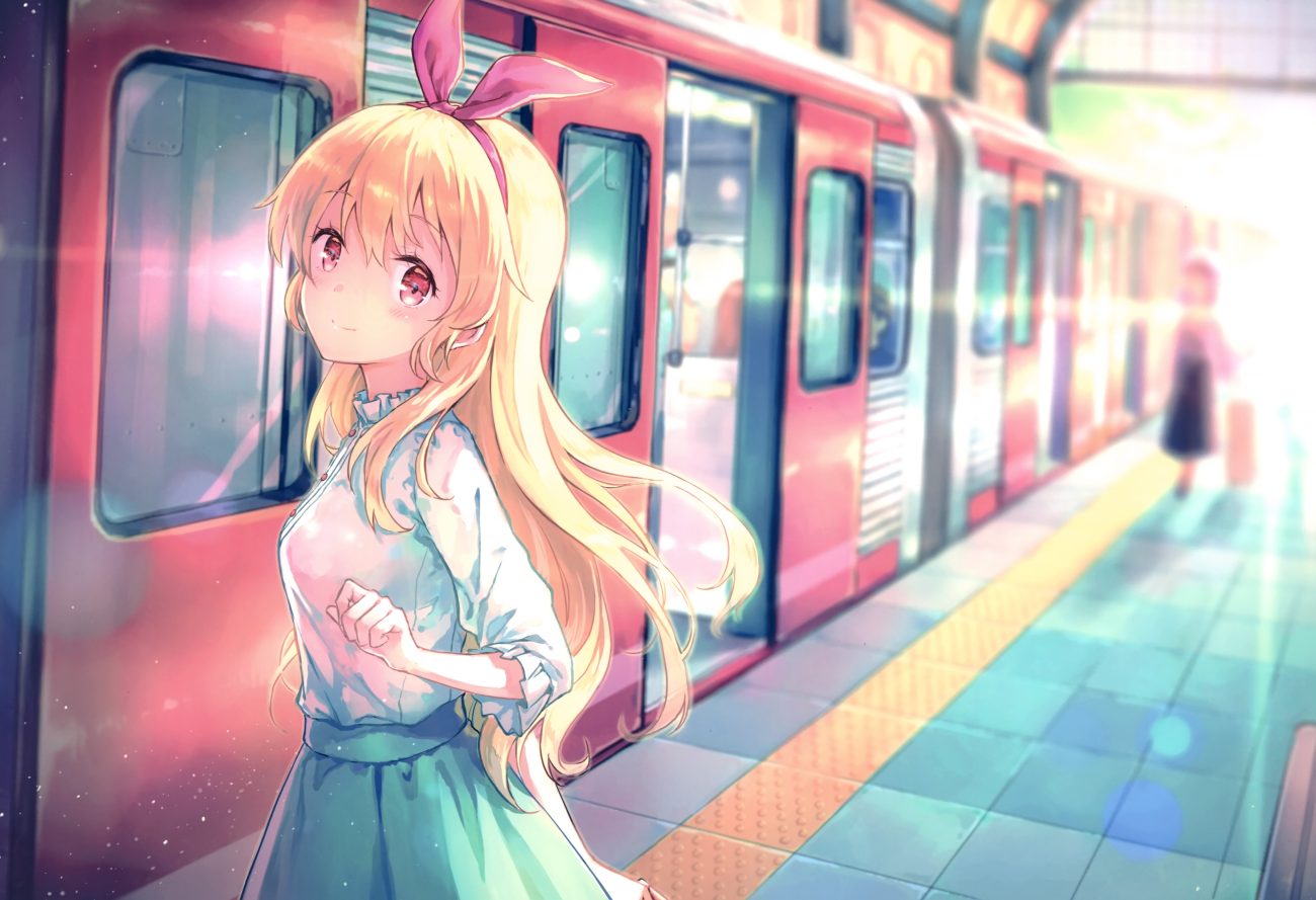 aikatsu! blonde hair headband hiten (hitenkei) hoshimiya ichigo long hair red eyes scan skirt train watermark