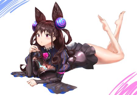 barefoot breasts brown hair fate/grand order fate (series) long hair murasaki shikibu pixel (yuxian) purple eyes white