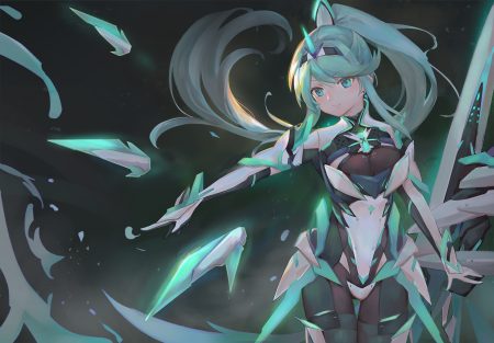 bodysuit green green eyes green hair kiiro kimi long hair pneuma (xenoblade) ponytail xenoblade