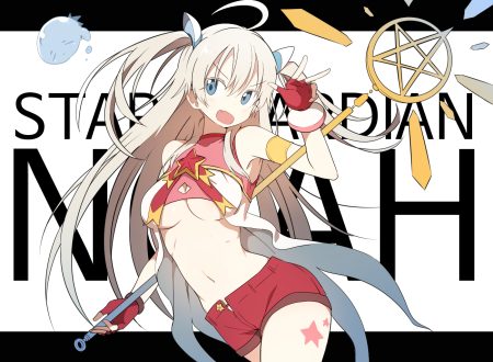 blonde hair blue eyes blush breasts bural chingu fang gloves luke (dydansgur) navel no bra park noah shorts staff tattoo twintails underboob