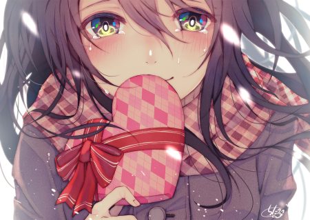 black hair blush chita (ketchup) close long hair original scarf tears valentine