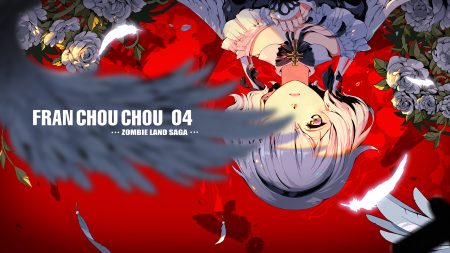 feathers flowers gray hair headband konno junko pcw petals pink eyes red rose short hair zombie land saga