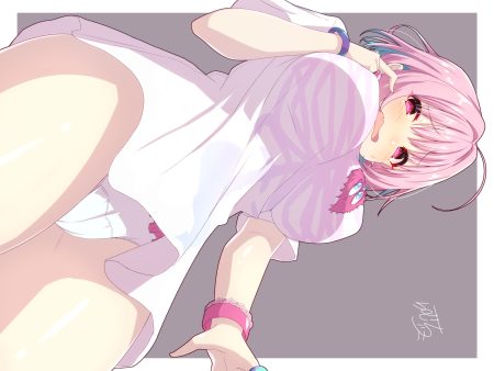 cameltoe dress fang idolmaster idolmaster cinderella girls panties pink eyes pink hair ramchi short hair signed underwear upskirt wristwear yumemi riamu