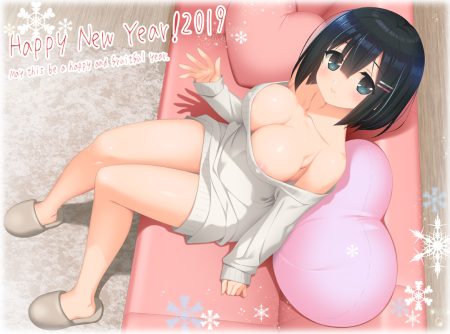 black eyes black hair breasts cleavage couch dress erect nipples kanekiyo miwa nipple slip no bra original short hair