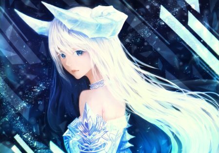 blue eyes bou nin horns long hair original white hair