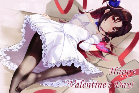 blush brown hair dress kakumayu long hair pantyhose red eyes ryuuou no oshigoto! skirt lift valentine yashajin ai