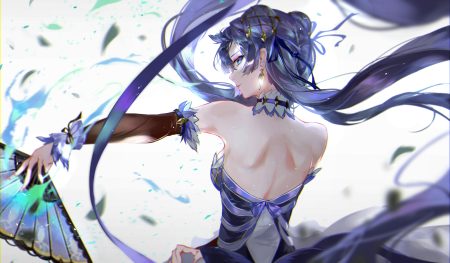 aqua eyes bellona moune blue hair dress epic7 fan long hair vardan