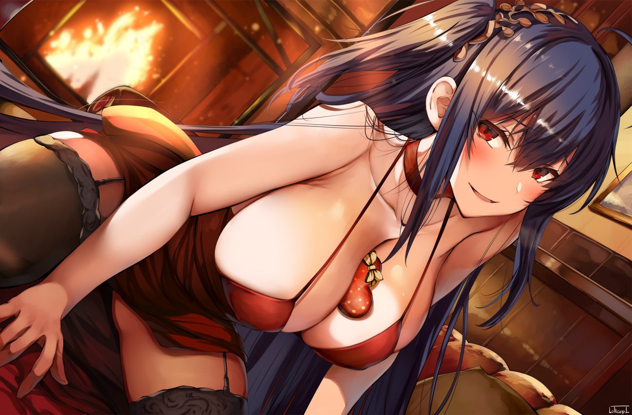 anthropomorphism azur lane belko dress signed taihou (azur lane) thighhighs valentine